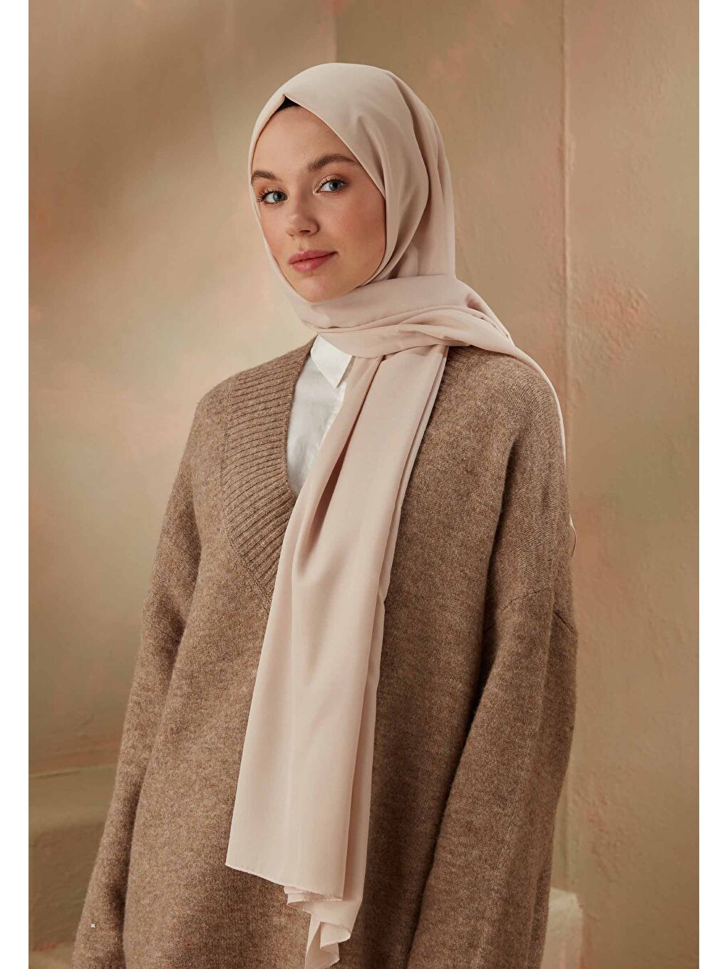 Pamuk Viskon Şal Bej-3