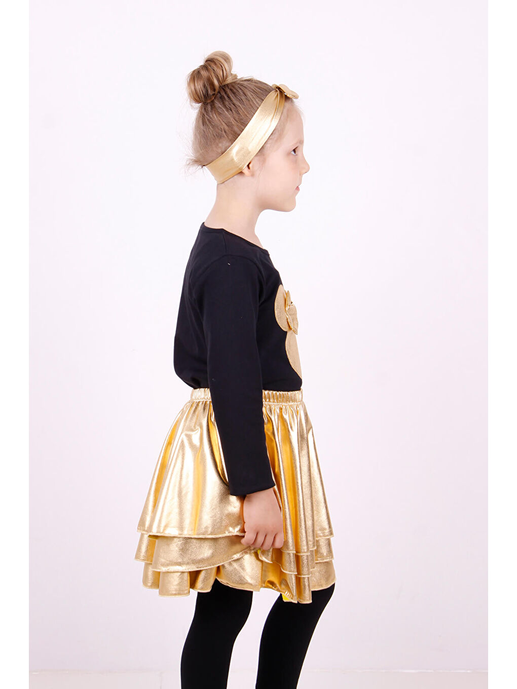 Siyah Kız Çocuk Fiyonk Detaylı Balerin Takımı-2