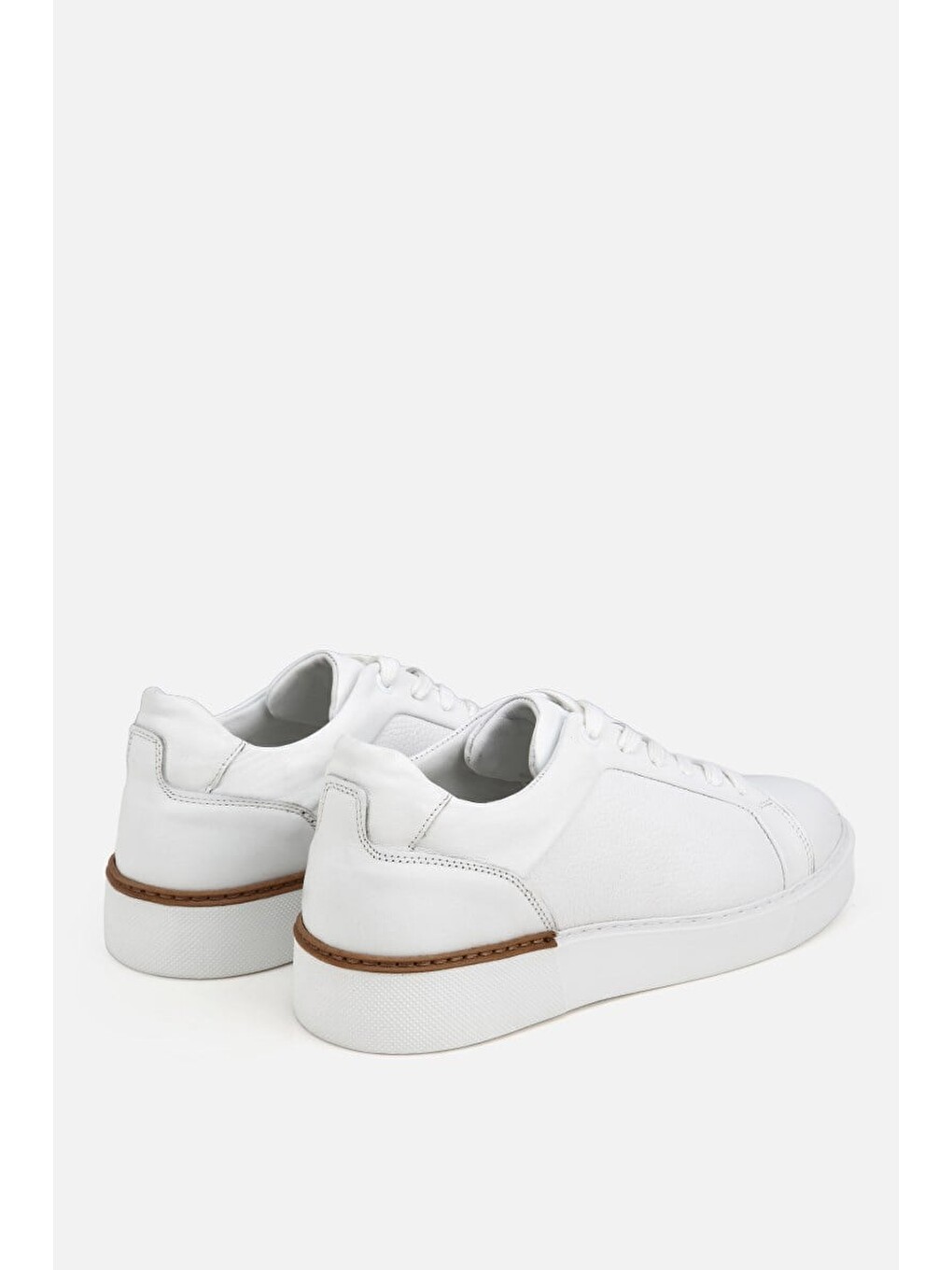 Erkek Beyaz Bağcıklı Kalın Tabanlı Günlük Sneaker-2
