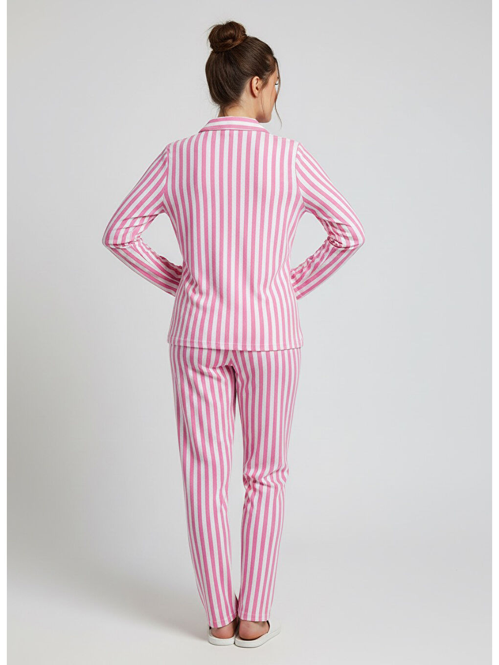 Çizgili Pijama Takımı Pembe - 27940-PEMBE-1