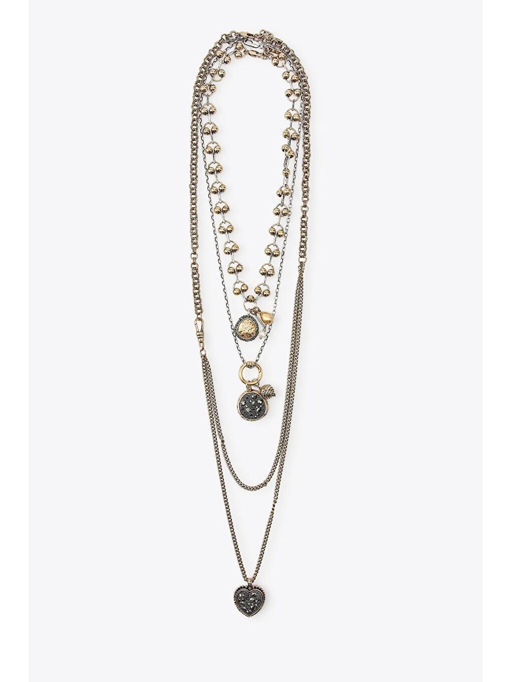 Sarı 3'lü Zincirli Kolye-3