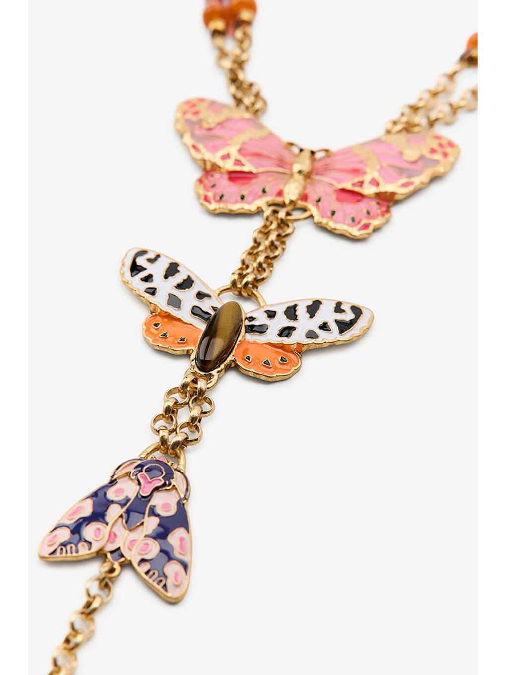 Sarı Kelebekli Uzun Kolye-1