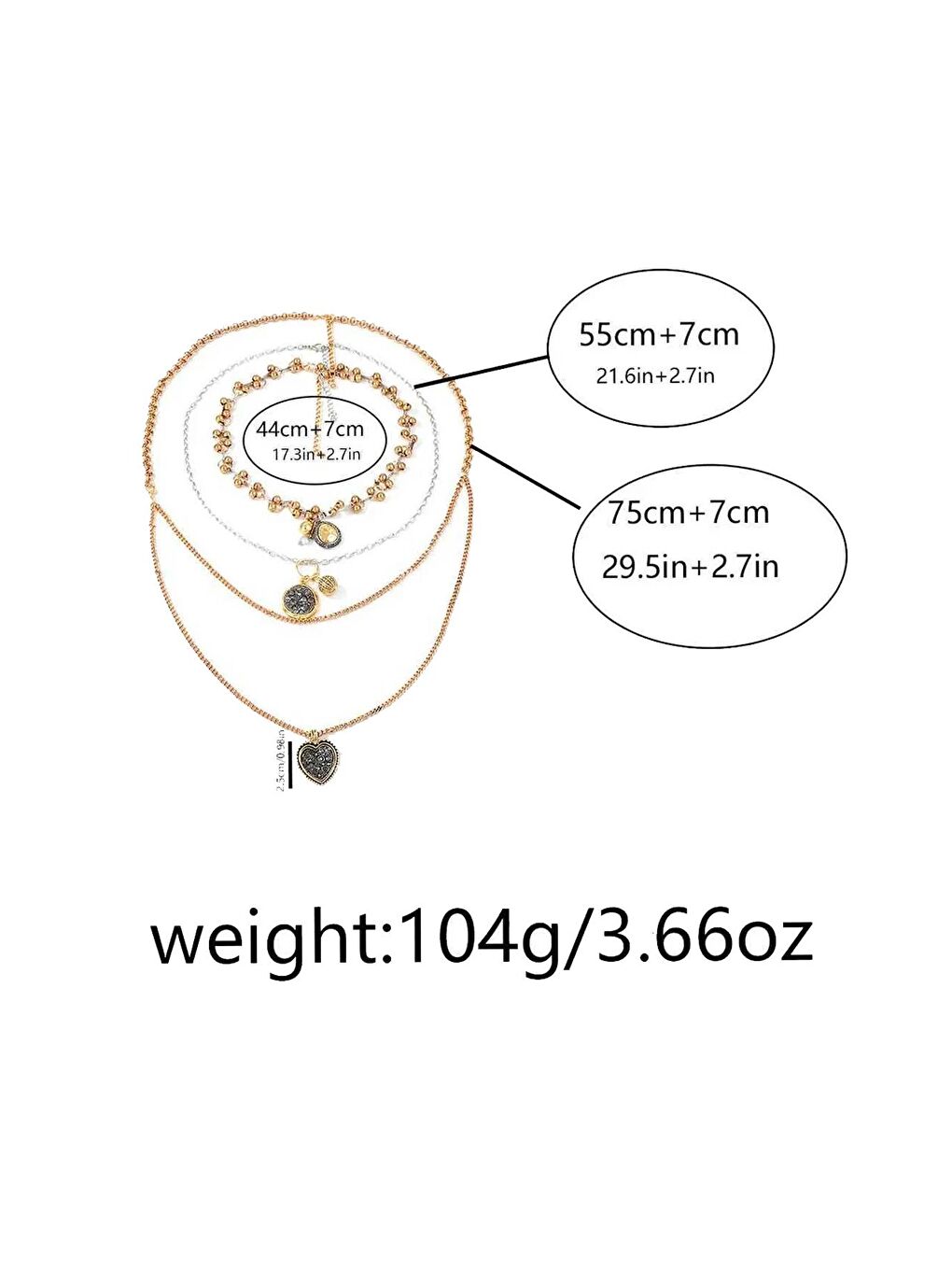 Sarı 3'lü Zincirli Kolye-6