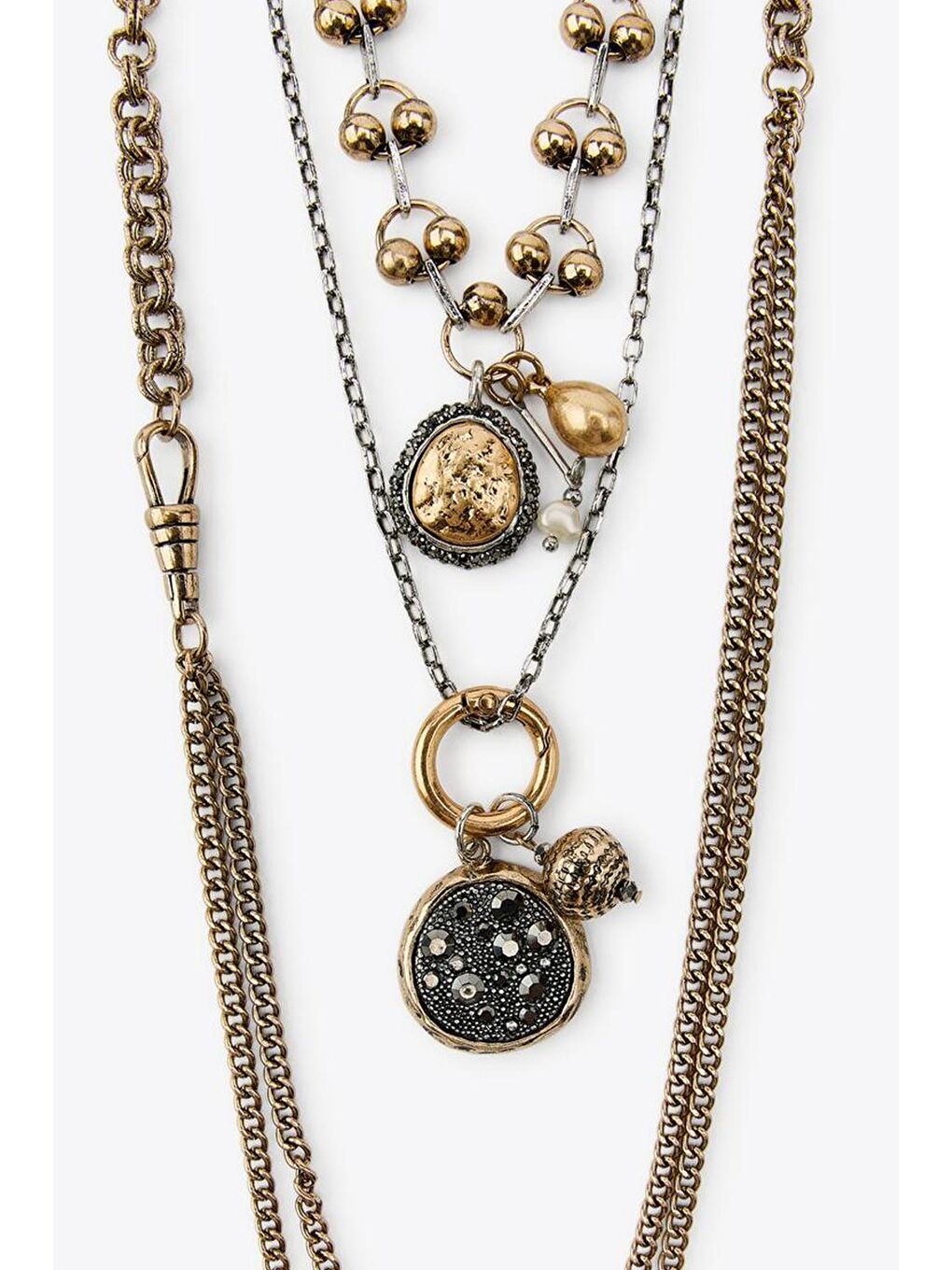 Sarı 3'lü Zincirli Kolye-8