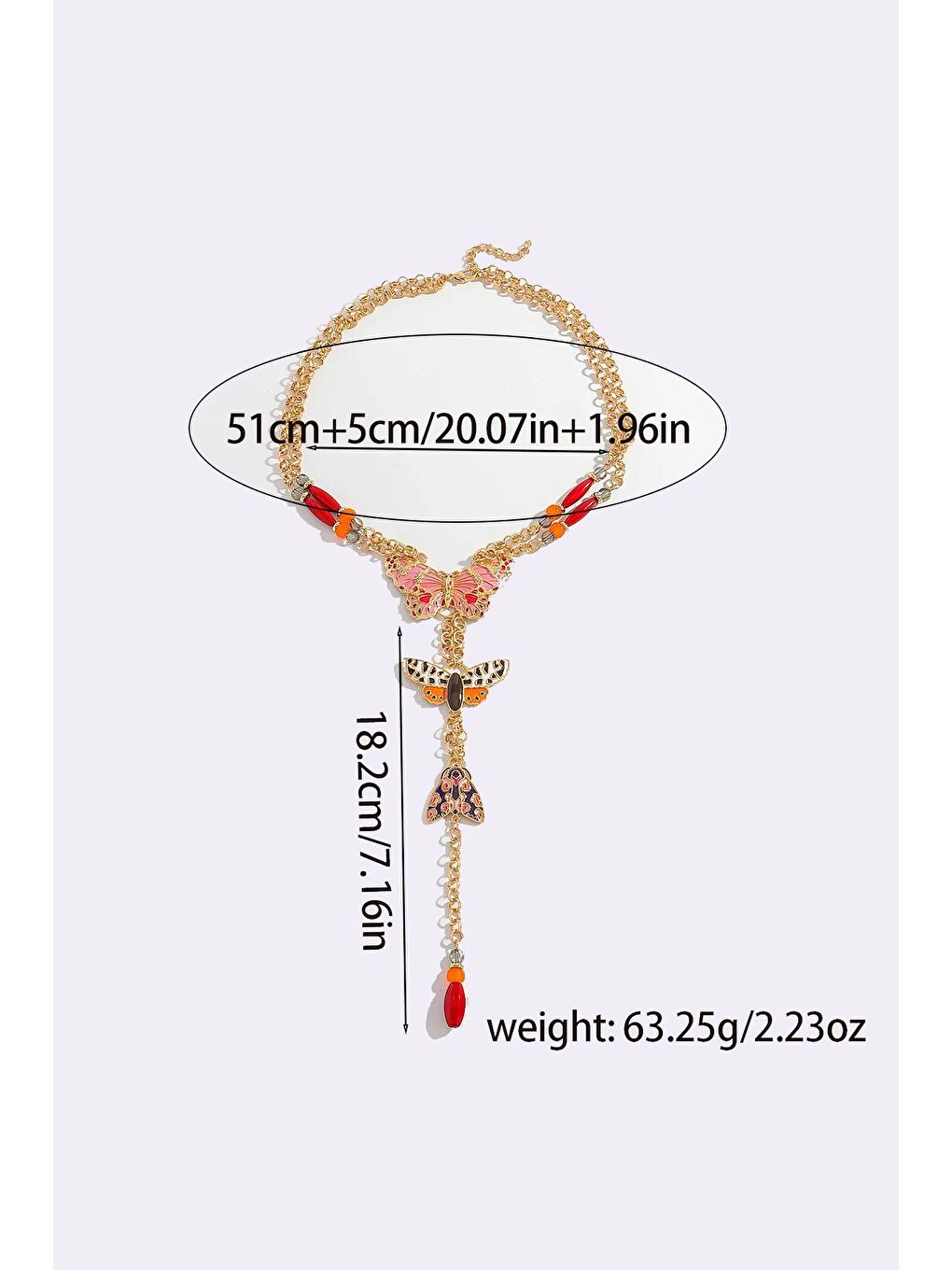 Sarı Kelebekli Uzun Kolye-6