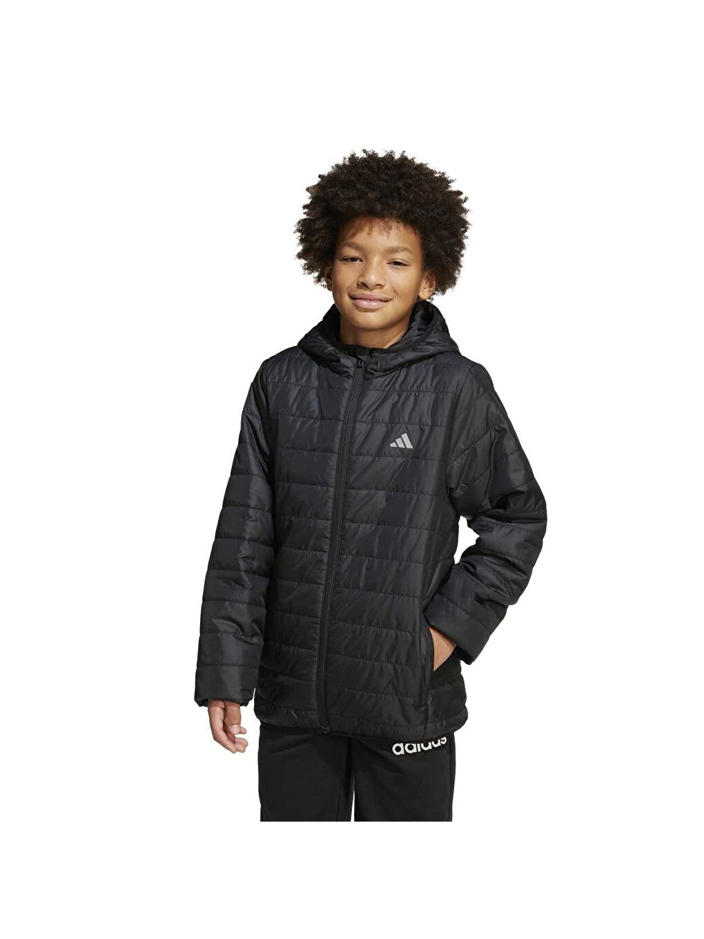 Essentials Light Padded Çocuk Siyah Kapüşonlu Mont