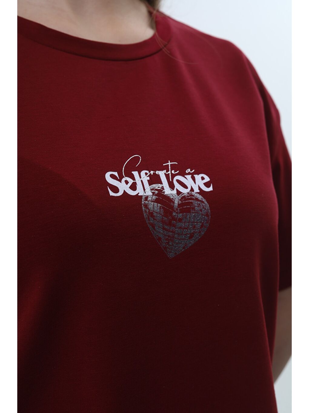 Bordo Kız Çocuk Bisiklet Yaka Kısa kollu Baskılı Tişört 24972-2