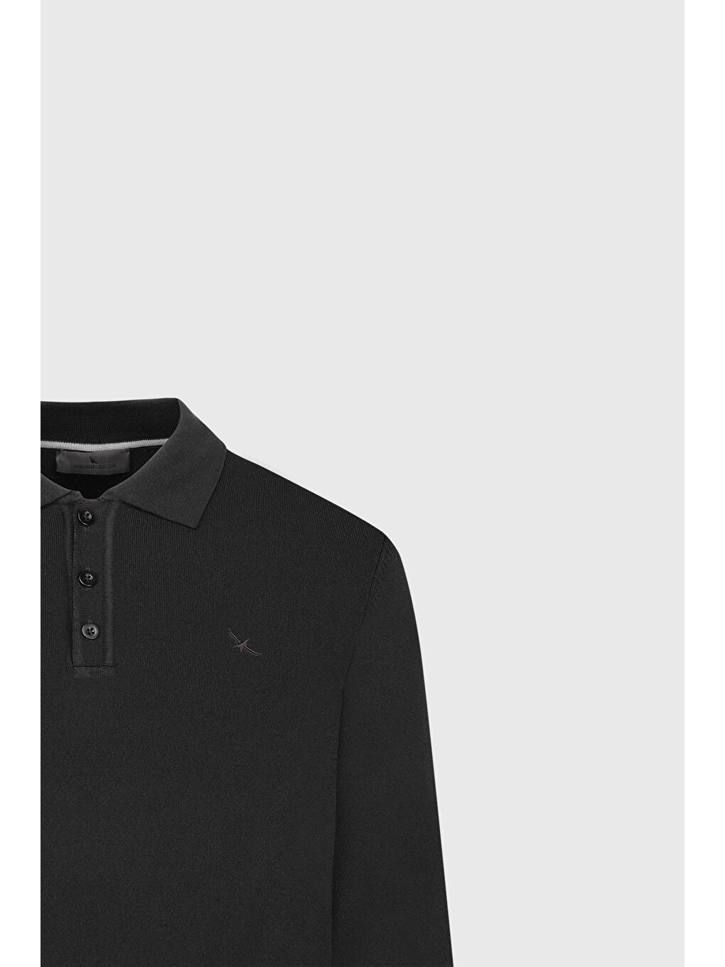 Erkek Siyah Standart Fit Normal Kesim Polo Yaka Basic Triko Kazak-6