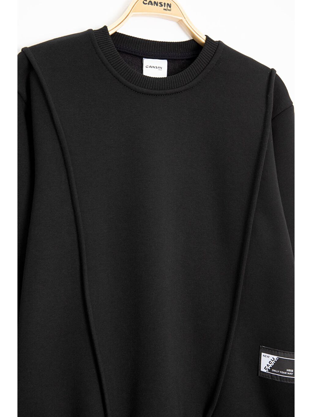 Siyah Erkek Çocuk Arma Detaylı Şardonlu Eşofman Takımı 23349-1