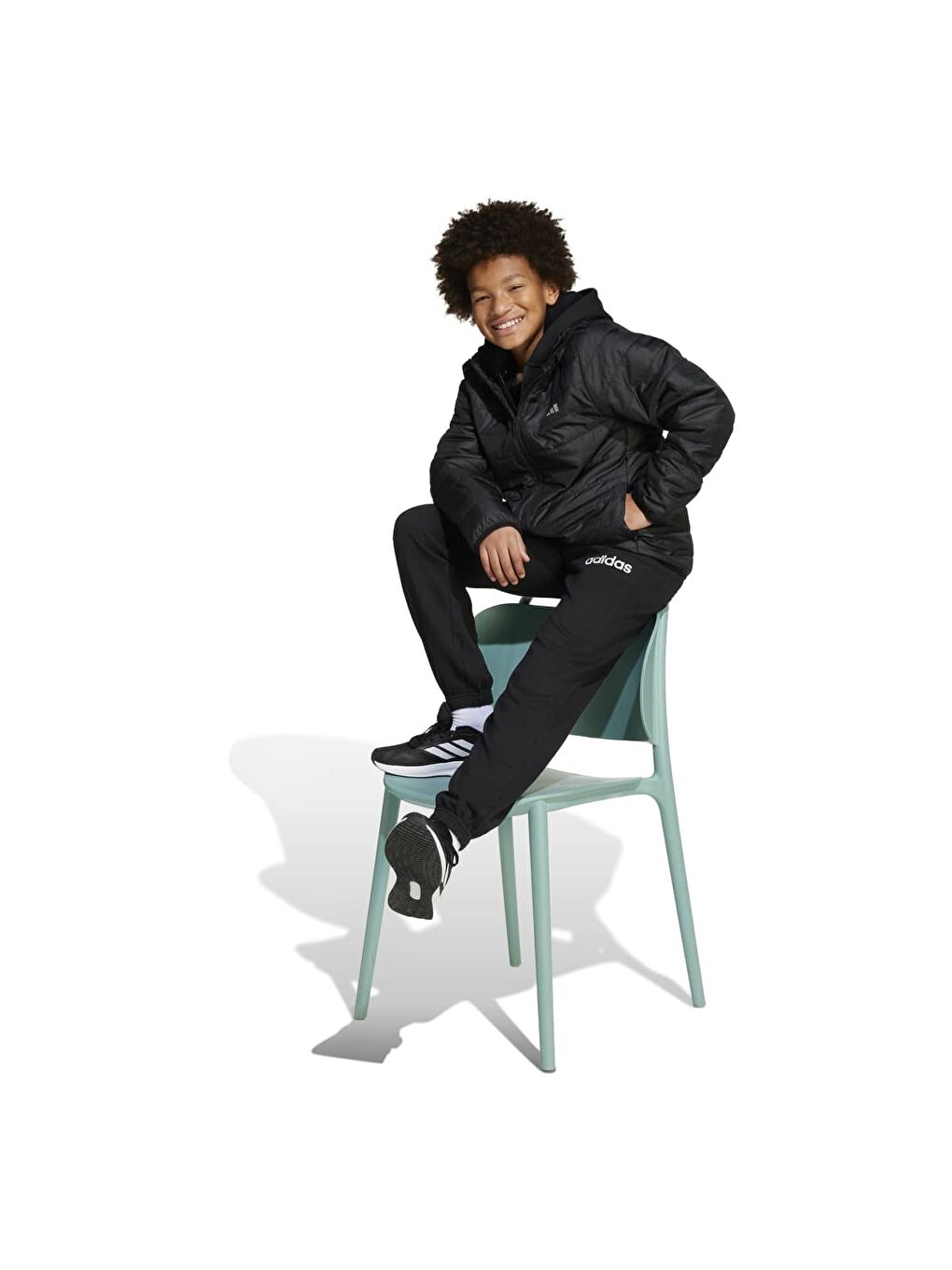 Essentials Light Padded Çocuk Siyah Kapüşonlu Mont-2