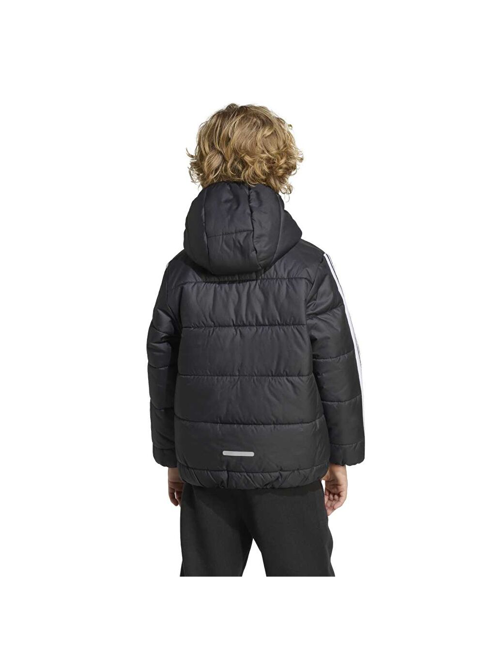 Essentials 3 Stripes Çocuk Siyah Kapüşonlu Mont-1