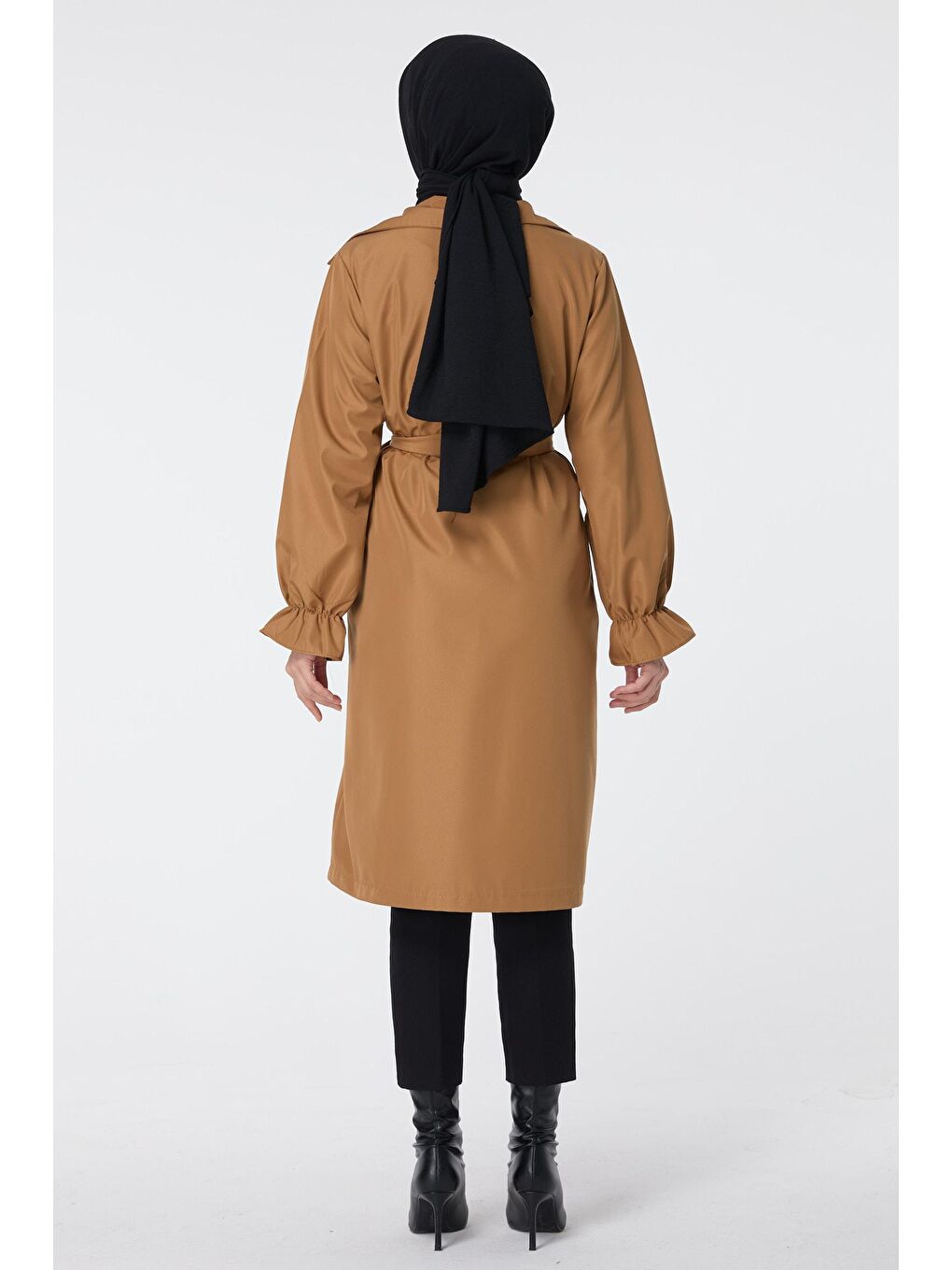 Kahverengi Gömlek Yaka Kadın Taba Trenç - 23109-4