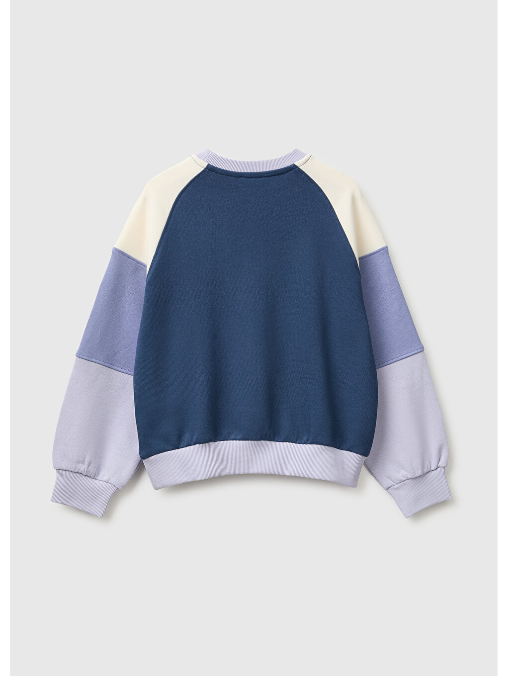 Kız Çocuk Lila İşlemeli Renk Bloklu Reglan Kollu Bisiklet Yaka Sweatshirt-1