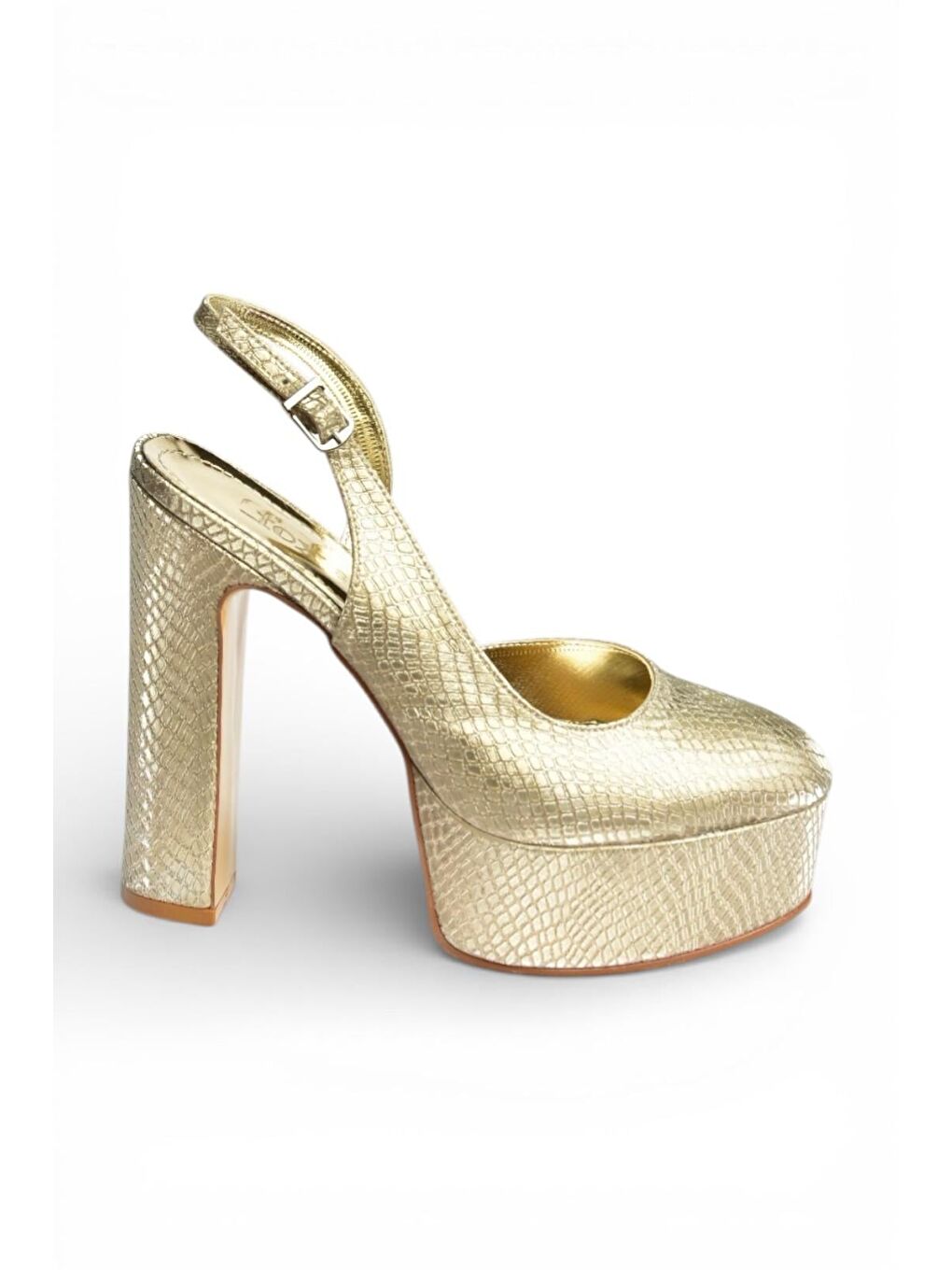 Sarı Altın Kadın Topuklu Ayakkabı Y246195107-5