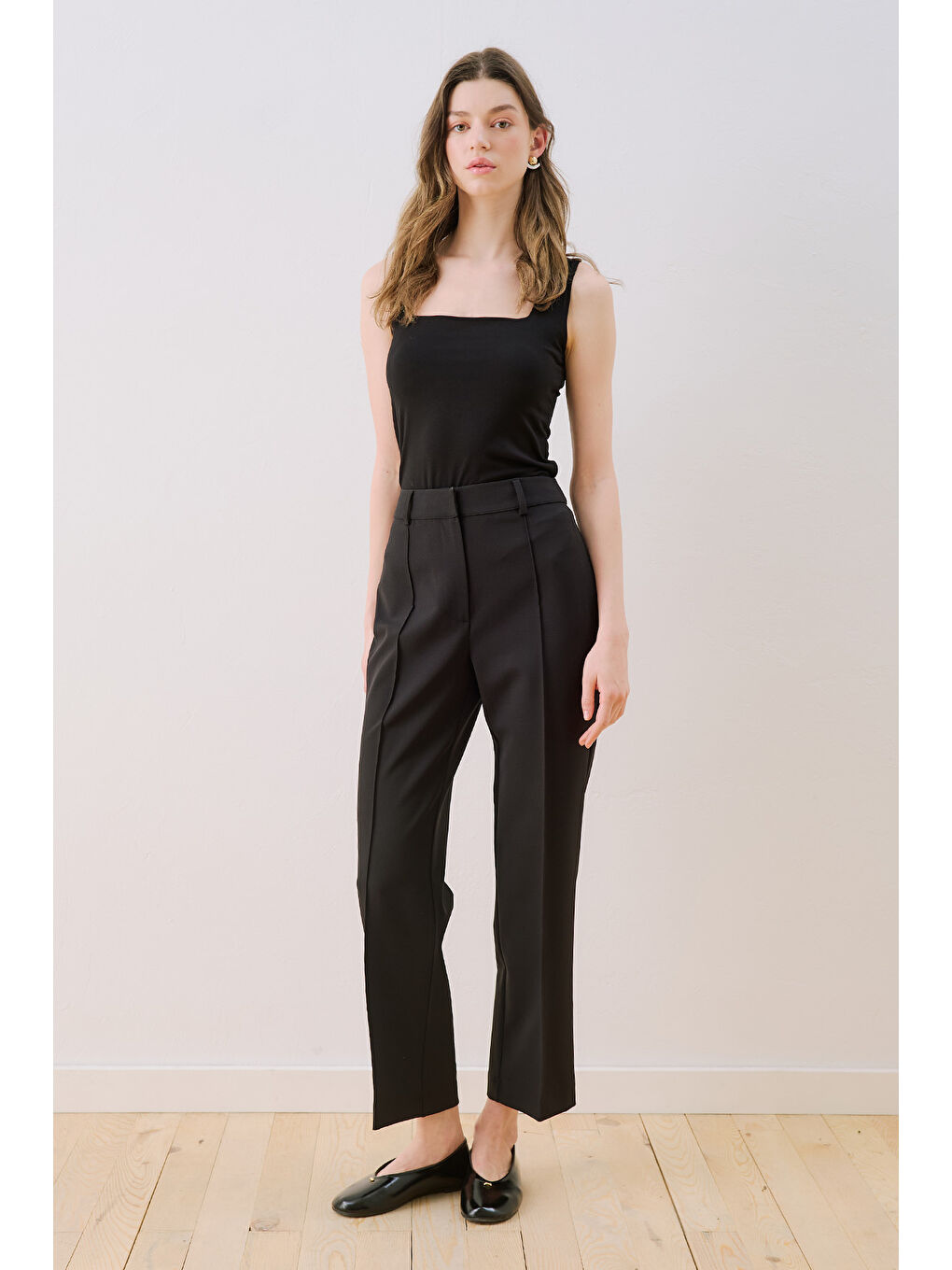 Kısa Paça Straıght Pantolon Siyah-3
