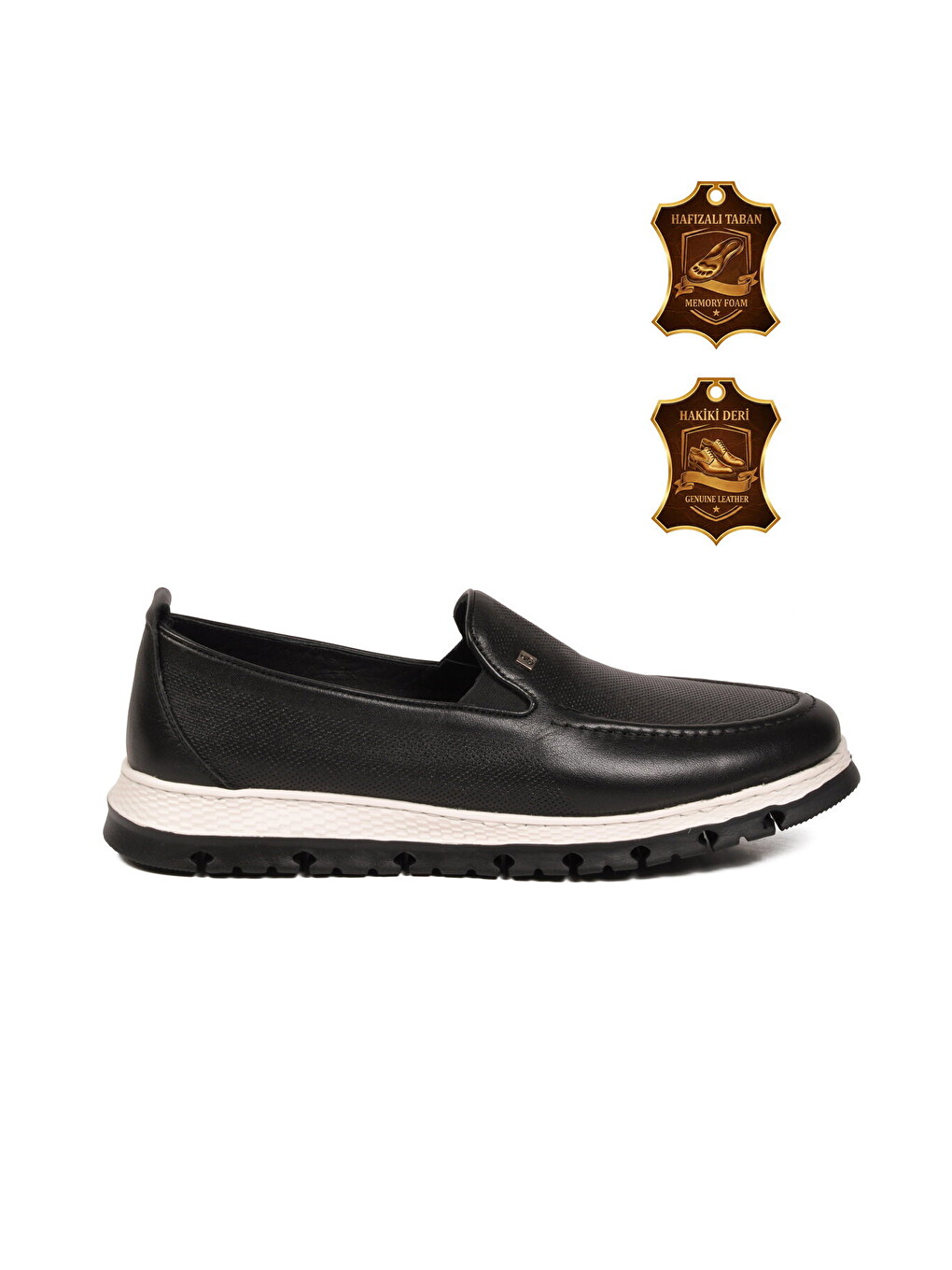 Erkek Siyah Hakiki Deri Rahat Tabanlı Makosen Casual Ayakkabı Loafer 6574 M