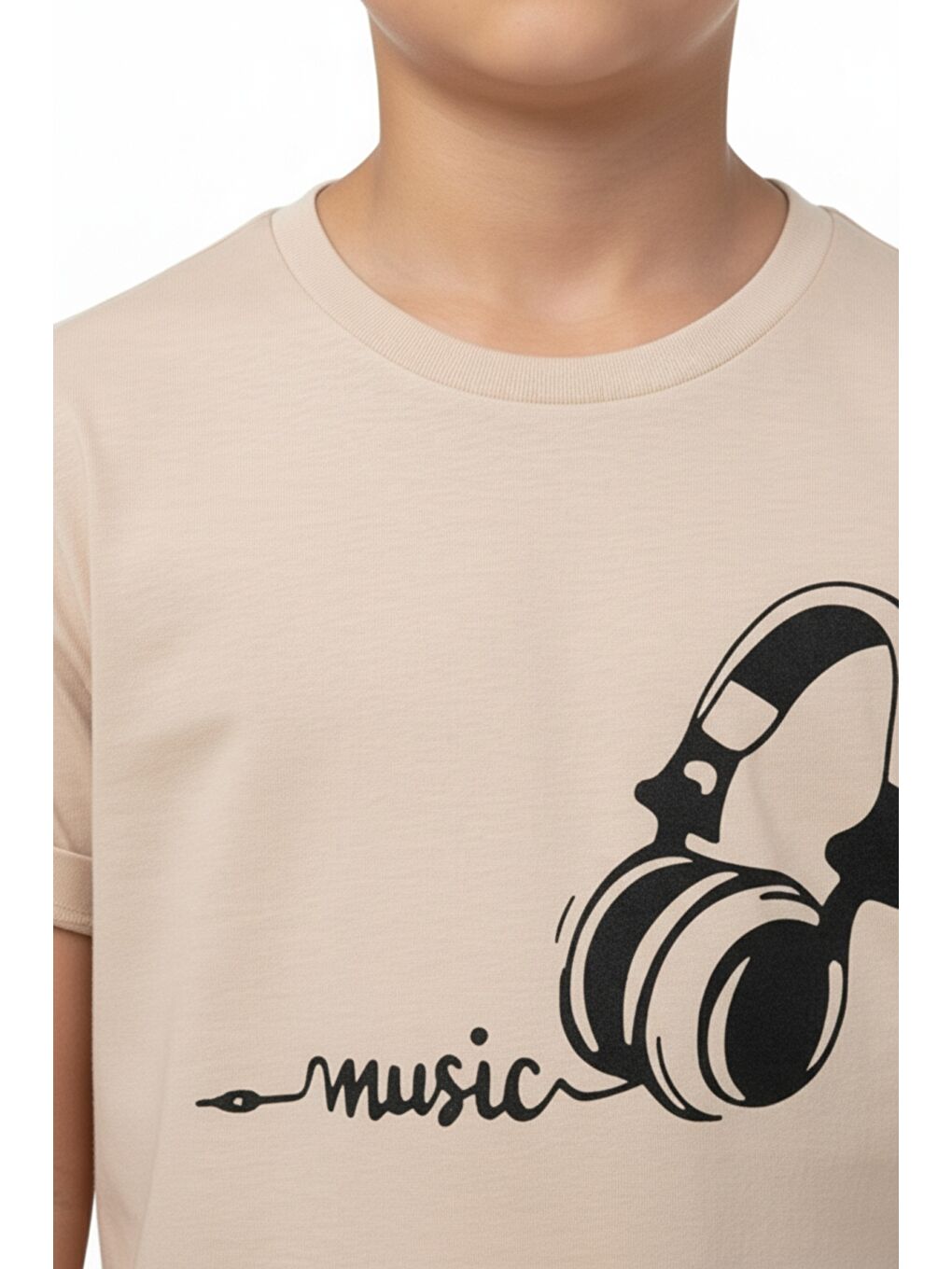 Bej Erkek Çocuk Baskılı Tişört-4