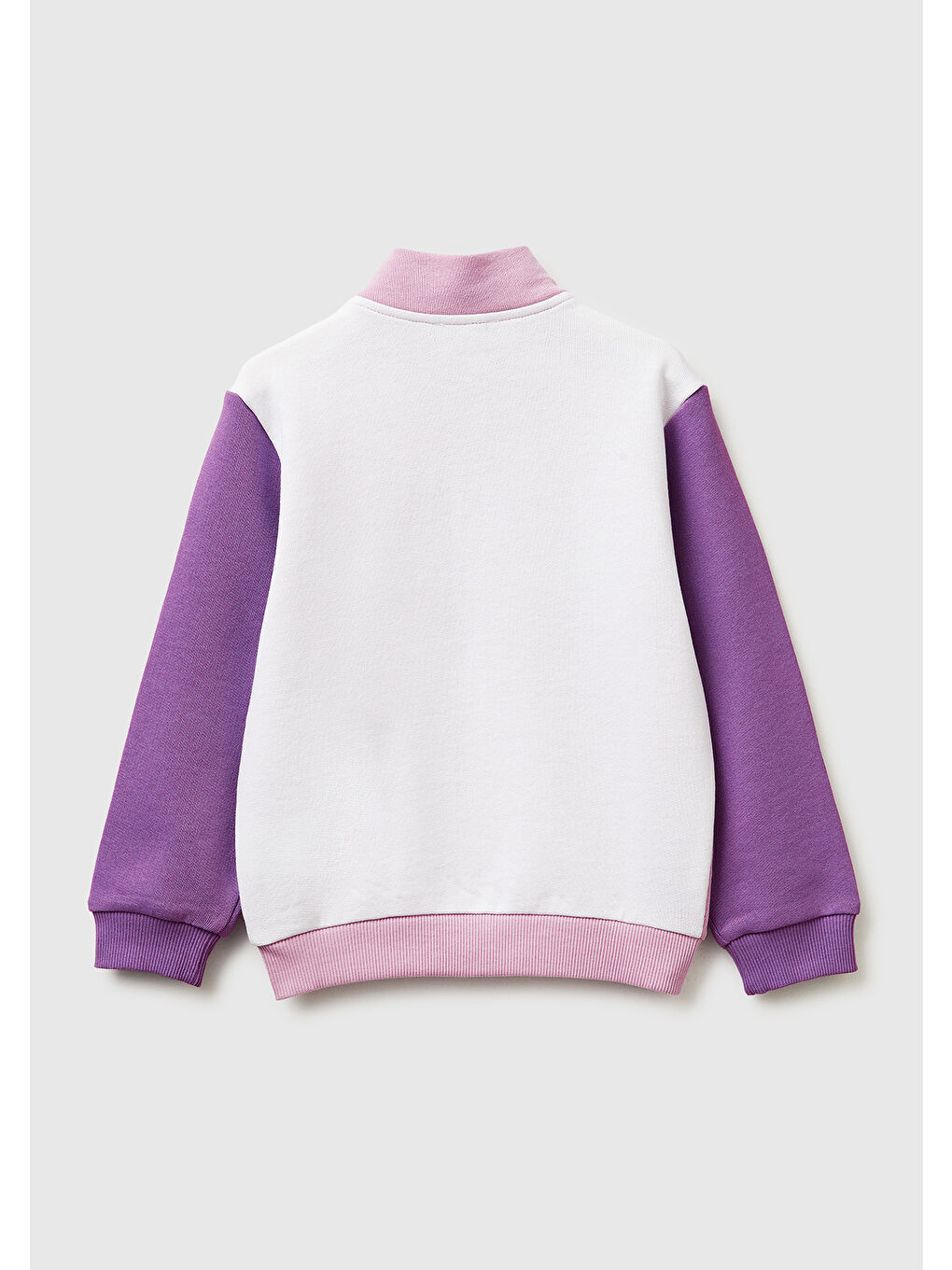 Kız Çocuk Lila-Beyaz Mix Simli Grafik Baskılı Logolu Cepli Fermuarlı Sweatshirt-1