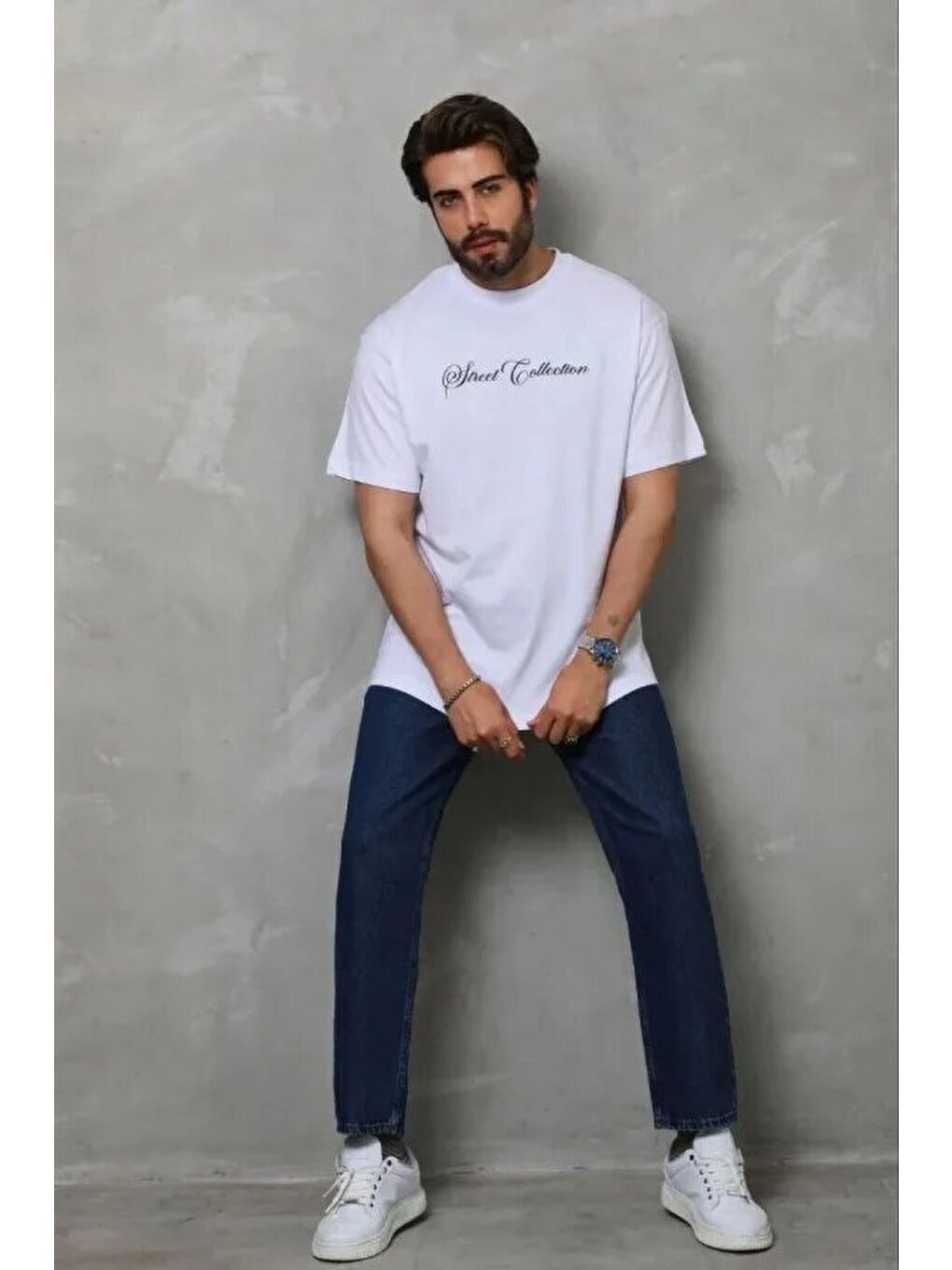 Beyaz Erkek Baskılı Tişört