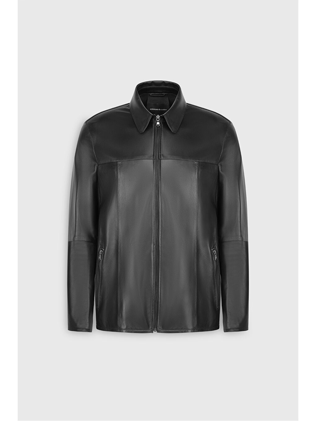 Erkek Siyah Standart Fit Normal Kesim %100 Hakiki Deri Dik Yaka Ceket-6