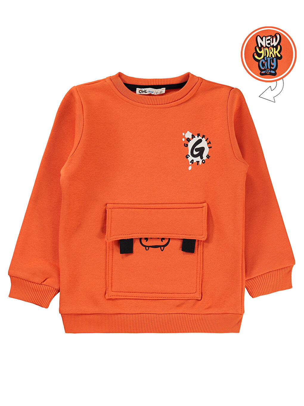 Civil Turuncu Erkek Çocuk Sweatshirt 2-5 Yaş Oranj