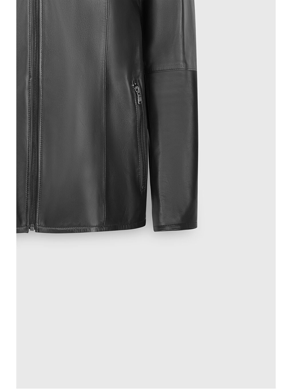 Erkek Siyah Standart Fit Normal Kesim %100 Hakiki Deri Dik Yaka Ceket-8