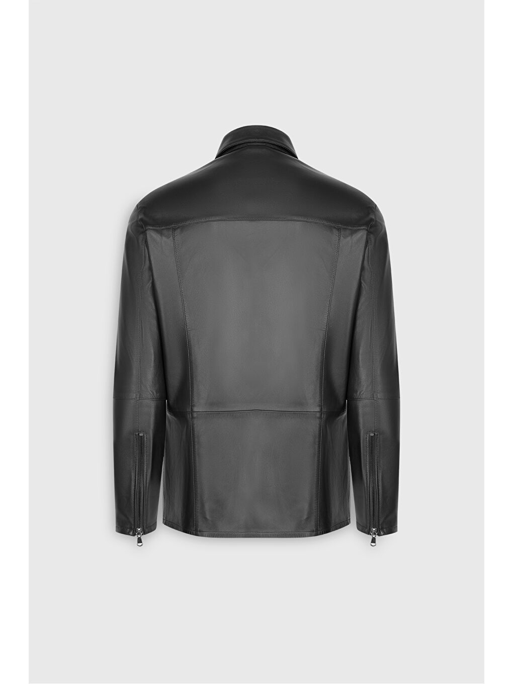 Erkek Siyah Standart Fit Normal Kesim %100 Hakiki Deri Dik Yaka Ceket-9