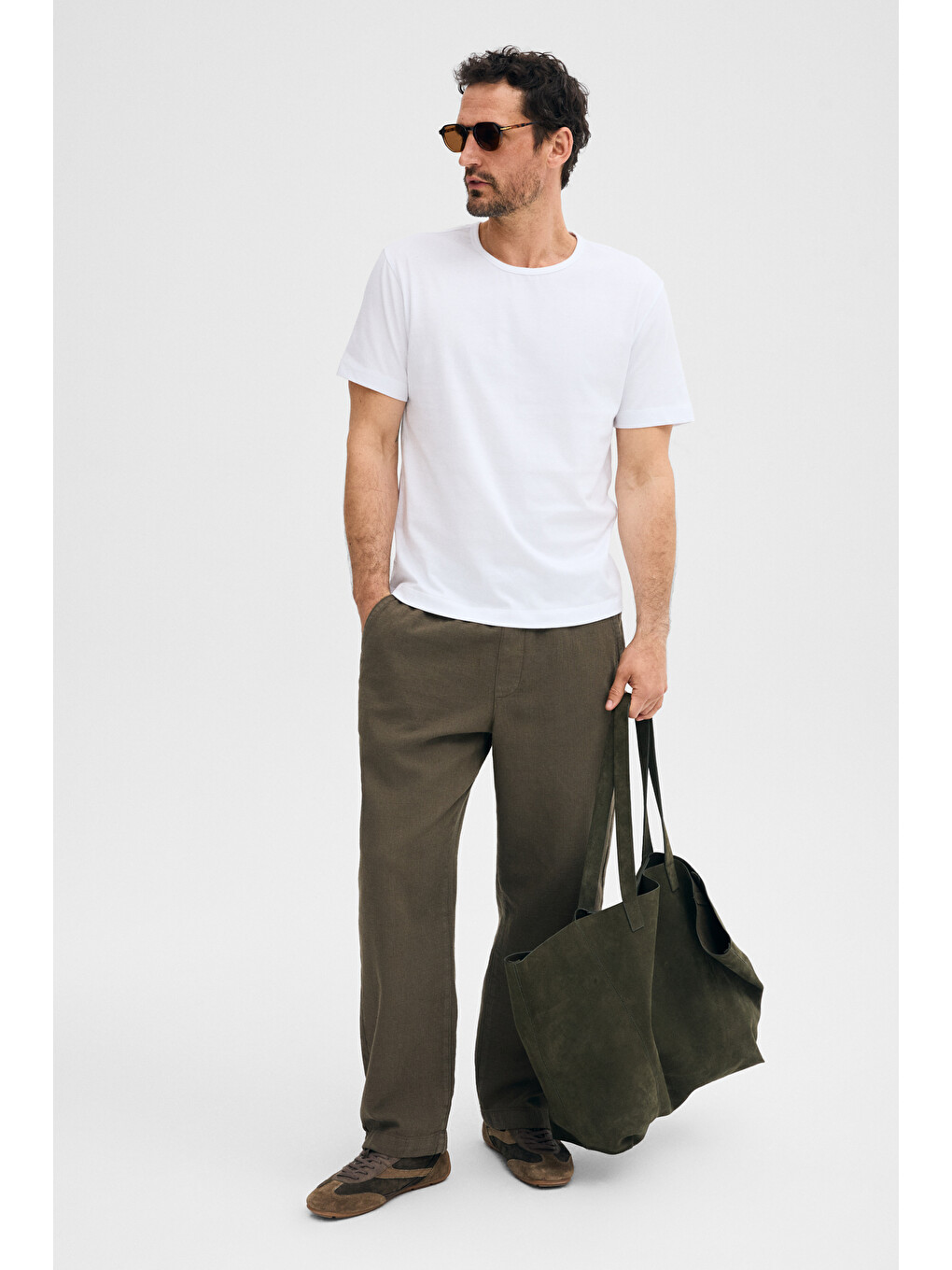 Beyaz AXION Erkek %100 Organik Pamuklu Yuvarlak Yakalı Regular Fit BEYAZ T-Shirt-3
