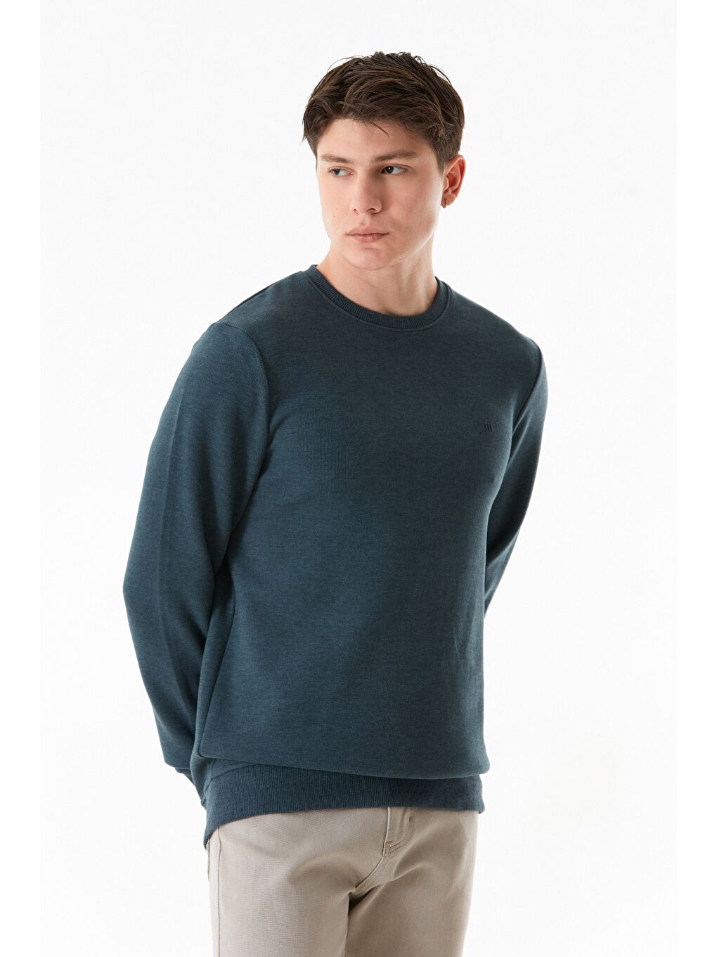 Petrol Fitilli Bisiklet Yaka Sweatshirt-2