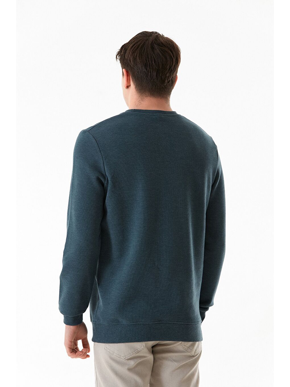 Petrol Fitilli Bisiklet Yaka Sweatshirt-4