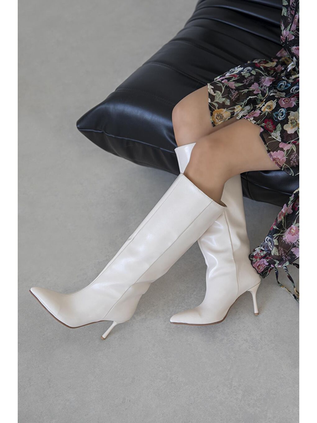 Clara Kadın Kırışık Deri Çizme Bej