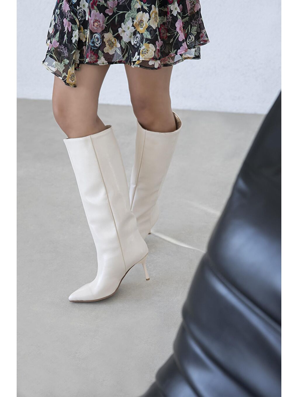 Clara Kadın Kırışık Deri Çizme Bej-2