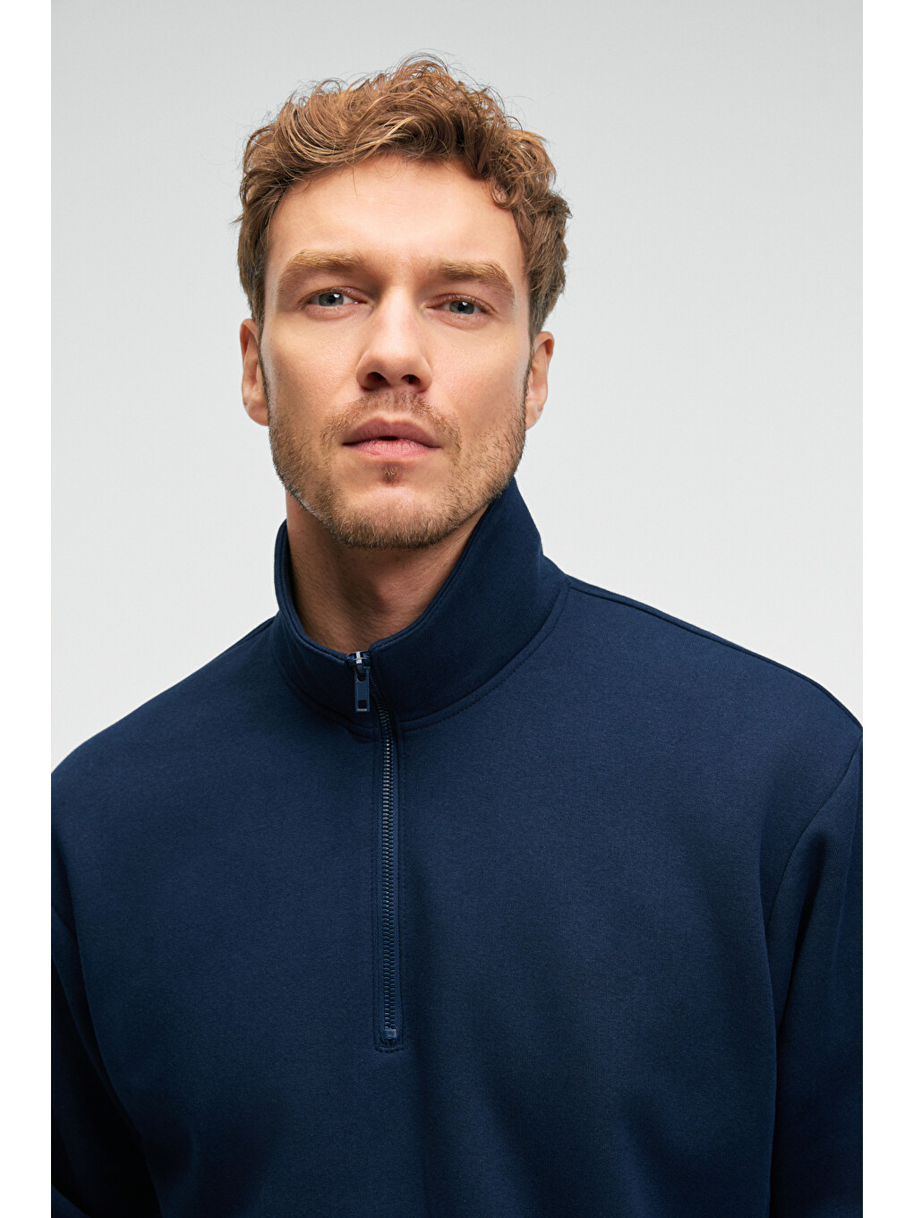 Lacivert BAXTER Erkek Dik Yakalı Fermuarlı Relaxed LACİVERT Sweatshirt-3