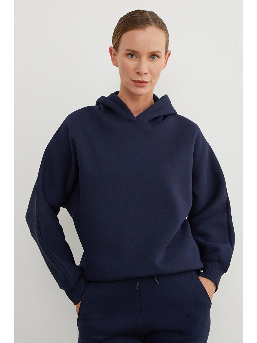 Lacivert 3 İplik Basic Kapüşonlu Jogger Eşofman Takımı-1