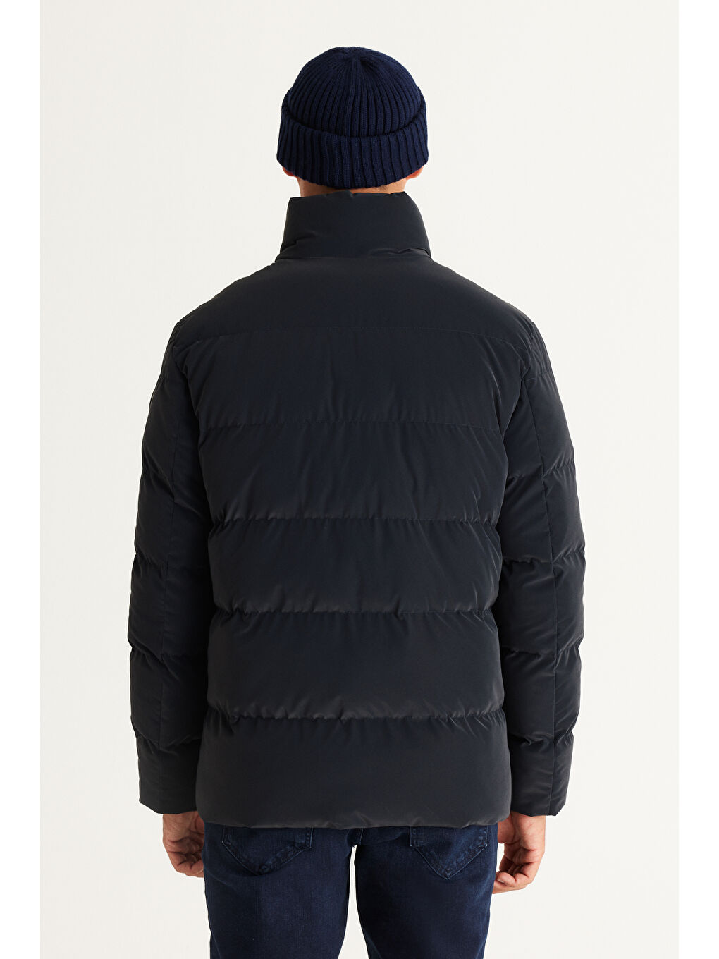 Erkek Antrasit Standart Fit Normal Kesim Dik Yaka Kaban-5