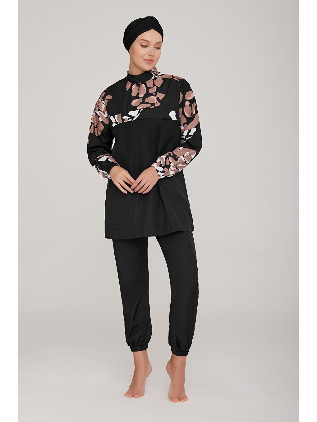 Paraşüt Tam Kapalı Tesettür Mayo Norton 8075 Siyah-1