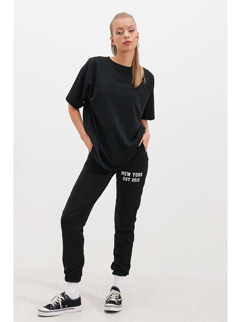 Siyah İki İplik Chıcago Baskı TAKIM-1