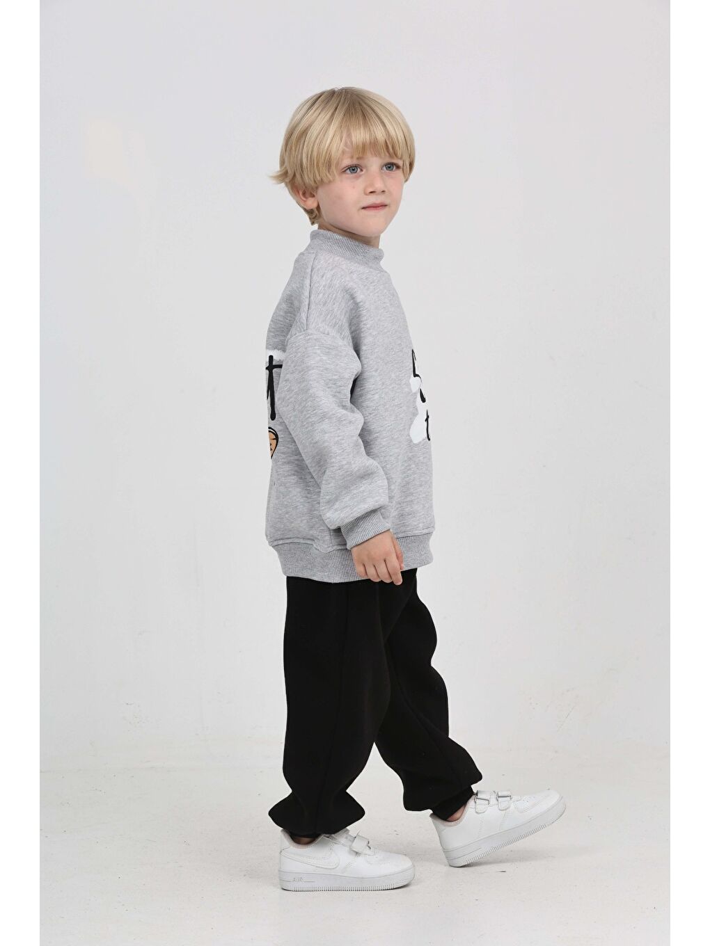 Gri Erkek Çocuk Skate Arka Baskılı Eşofman Takım-3