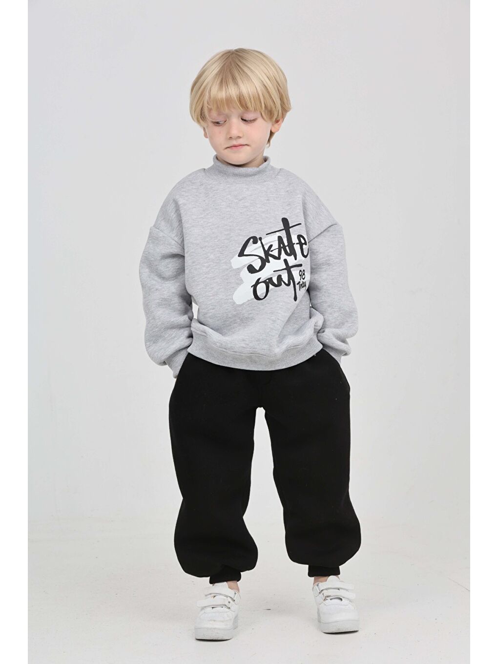 Gri Erkek Çocuk Skate Arka Baskılı Eşofman Takım-4