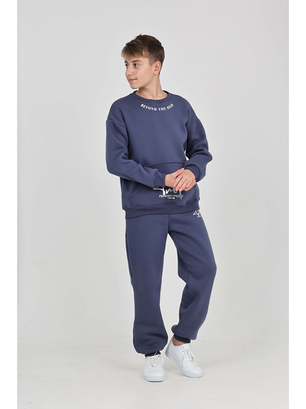 İndigo Erkek Çocuk Yaka Baskılı Eşofman Takım-2