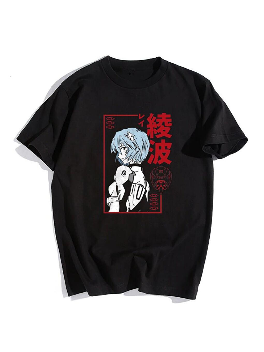 Touz Moda Siyah Rei Ayanami Siyah Unisex Oversize T-shirt - 1