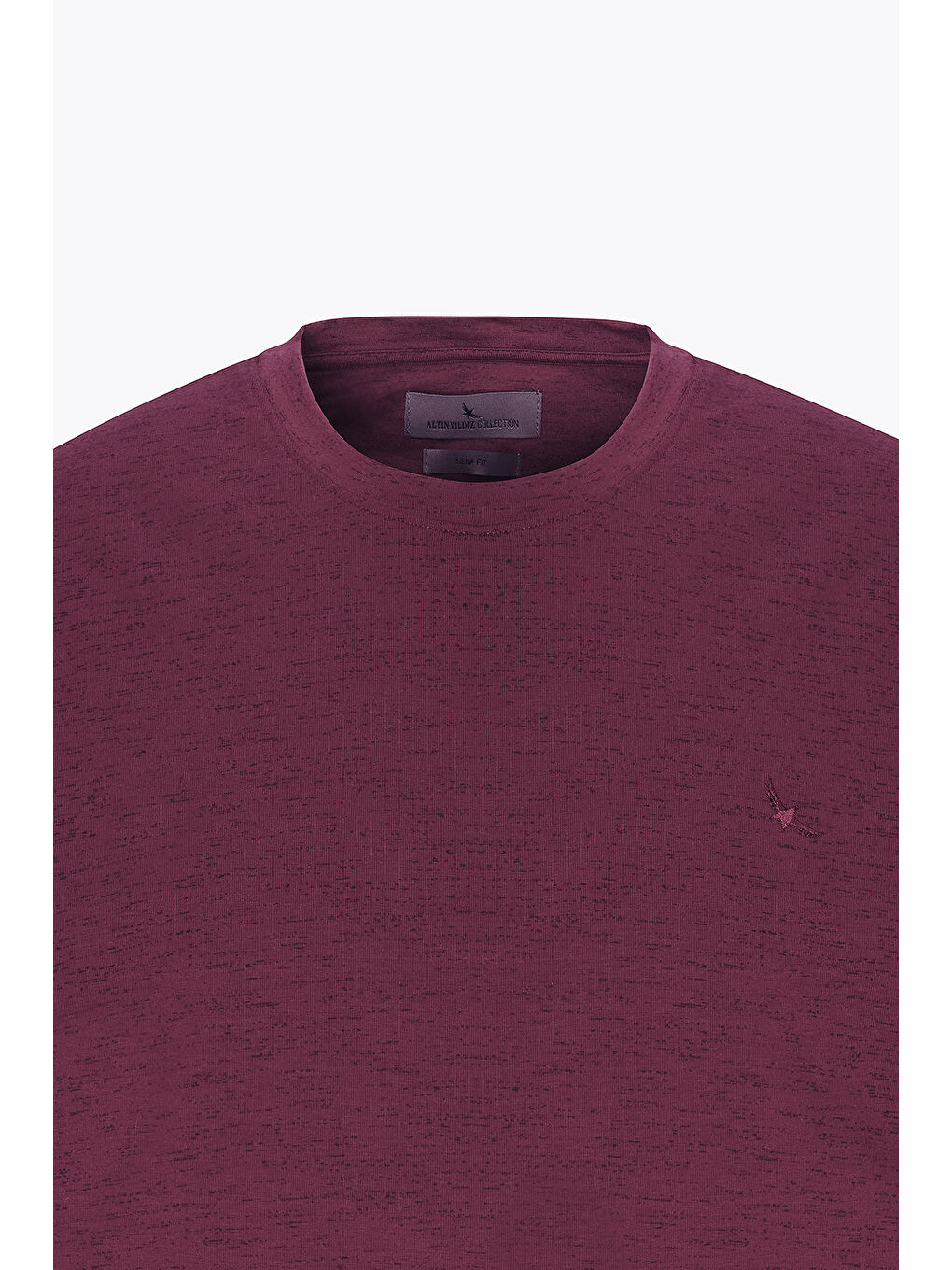 Erkek Bordo Slim Fit Dar Kesim Bisiklet Yaka Pamuklu Kısa Kollu Tişört-6