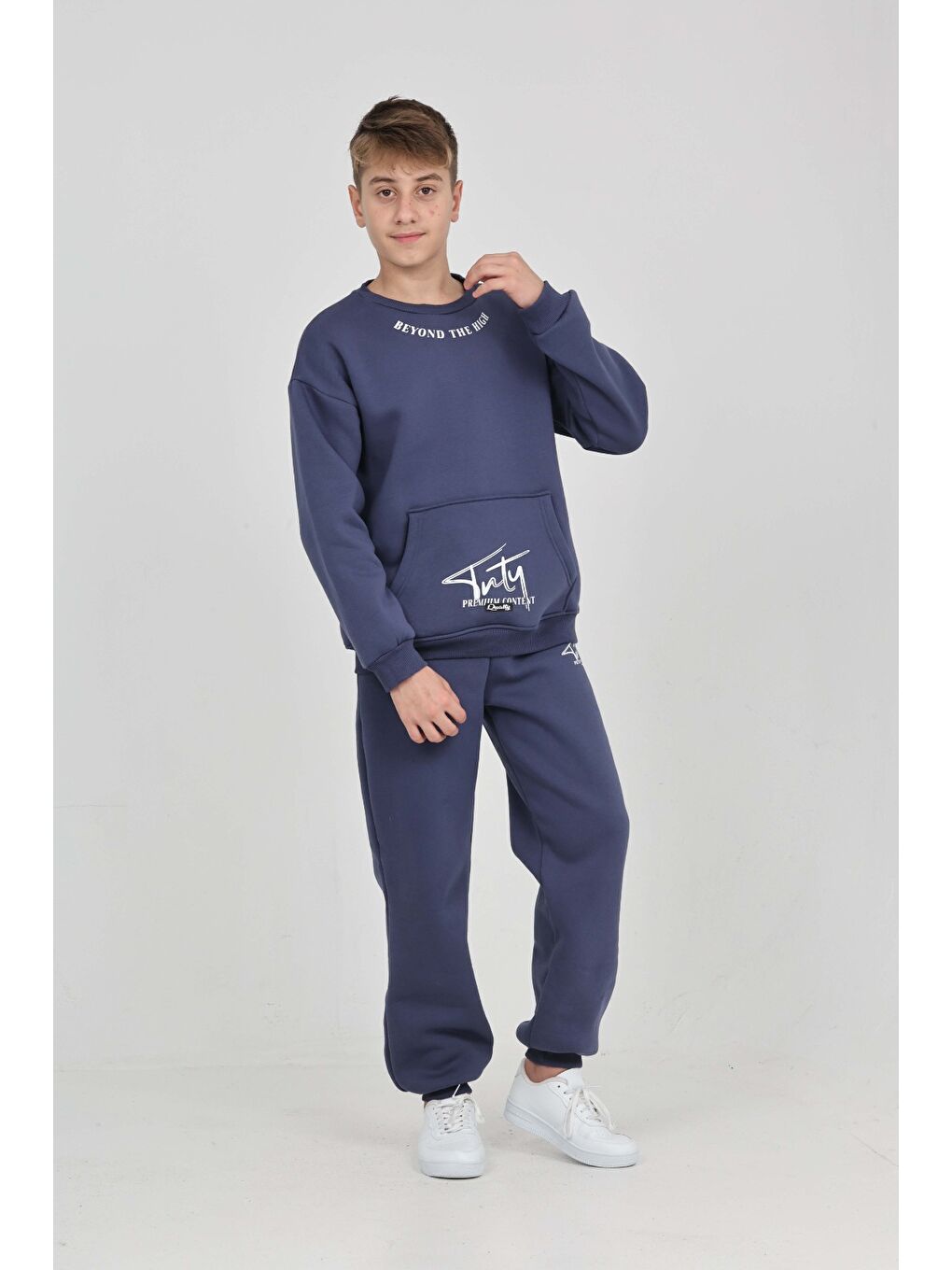 İndigo Erkek Çocuk Yaka Baskılı Eşofman Takım-3