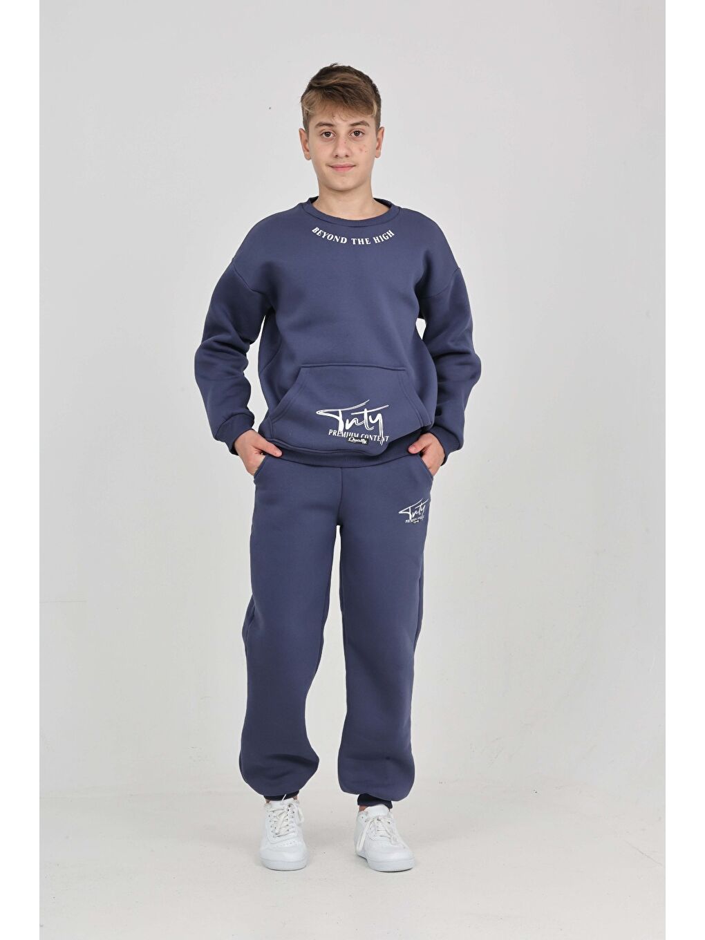 İndigo Erkek Çocuk Yaka Baskılı Eşofman Takım-4
