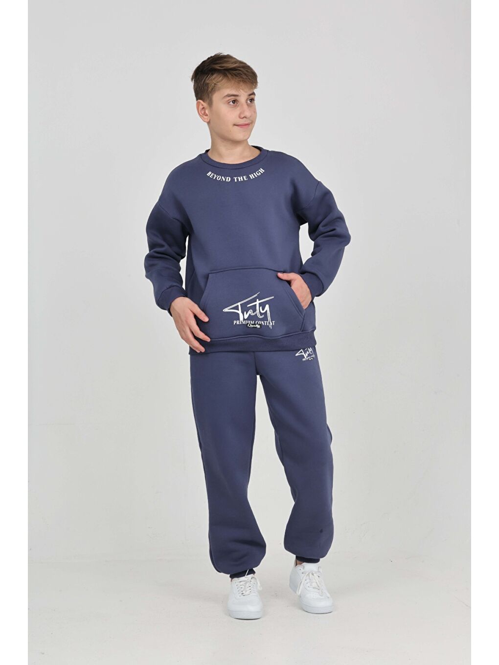 İndigo Erkek Çocuk Yaka Baskılı Eşofman Takım-5