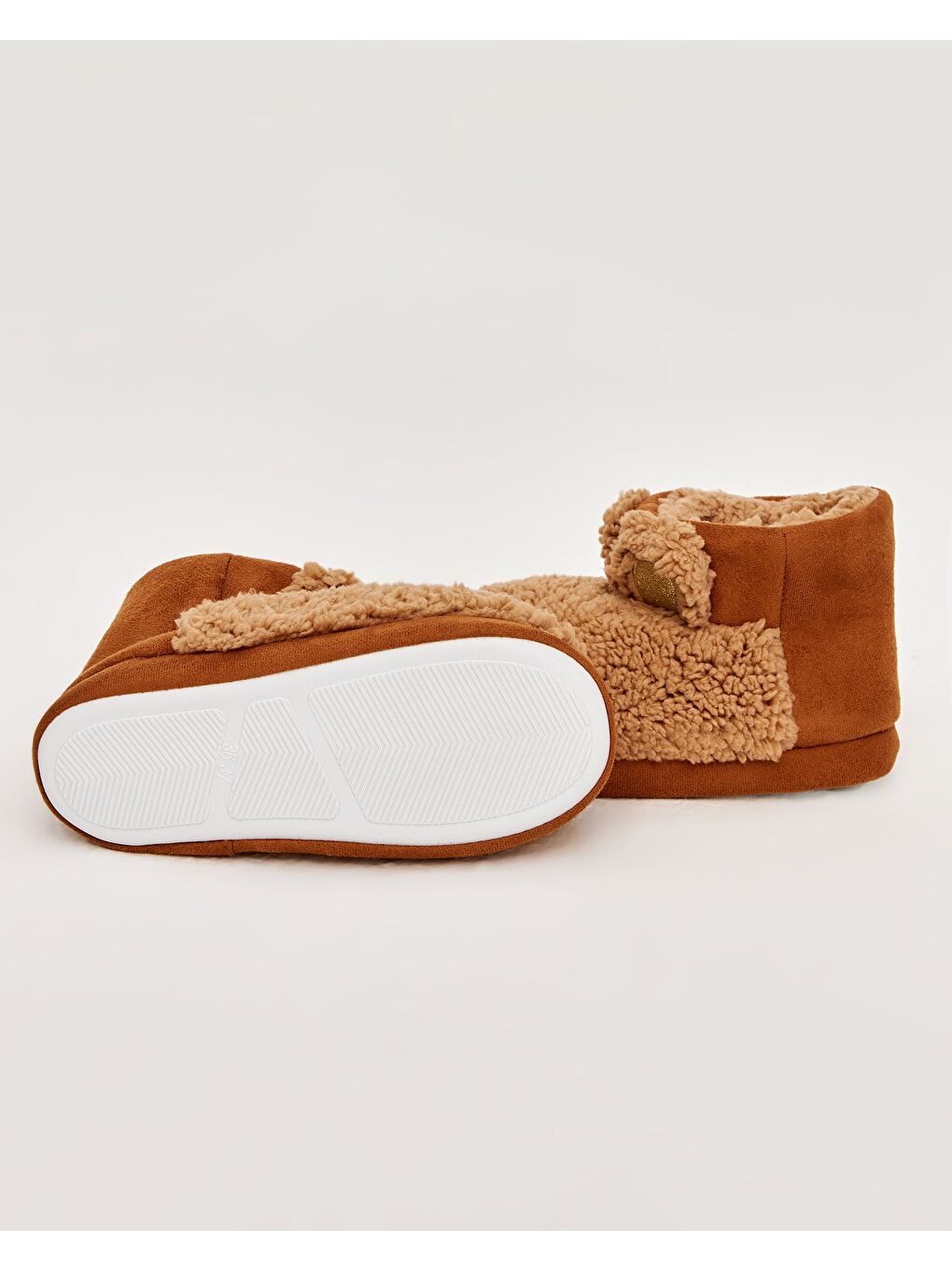 Kahverengi Kadın Kulak Figürlü Panduf - MANY-3