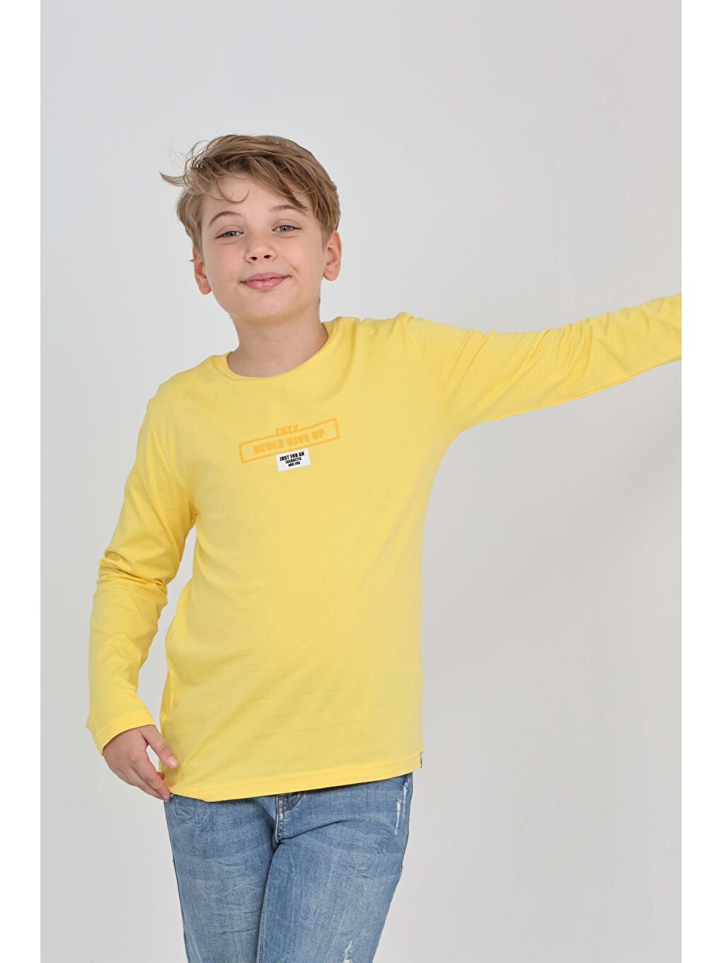 Sarı Erkek Çocuk Baskılı Tişört-1