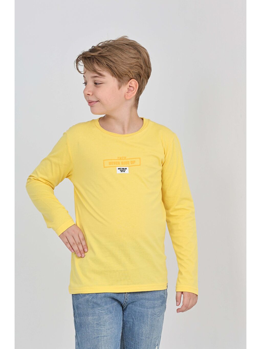 Sarı Erkek Çocuk Baskılı Tişört-2