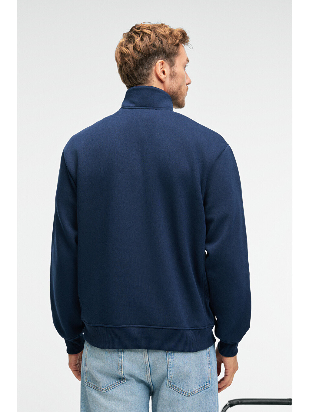 Lacivert BAXTER Erkek Dik Yakalı Fermuarlı Relaxed LACİVERT Sweatshirt-5