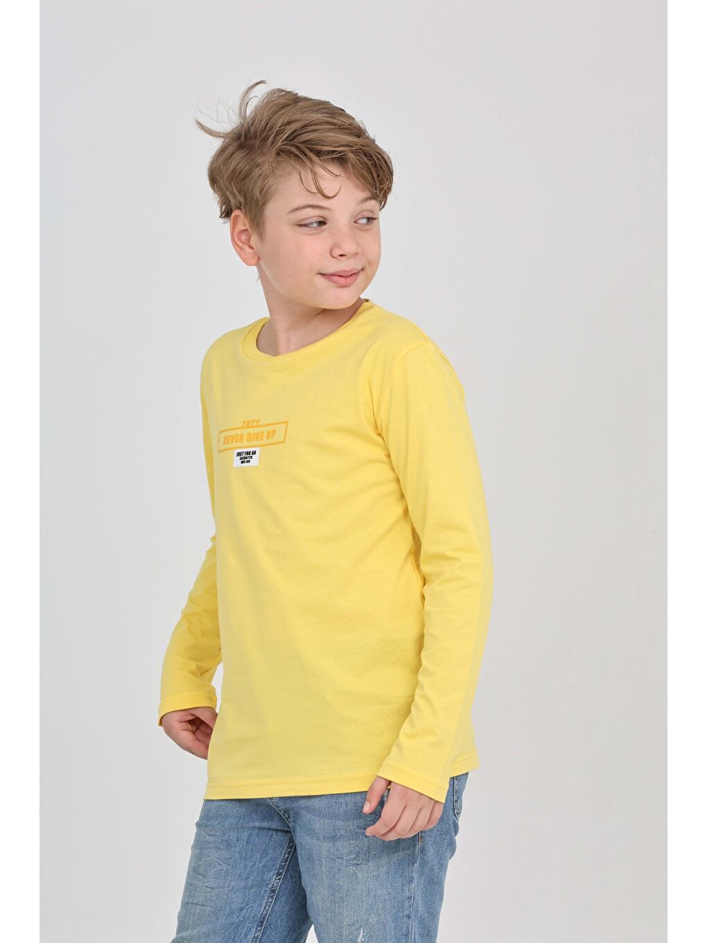 Sarı Erkek Çocuk Baskılı Tişört-4